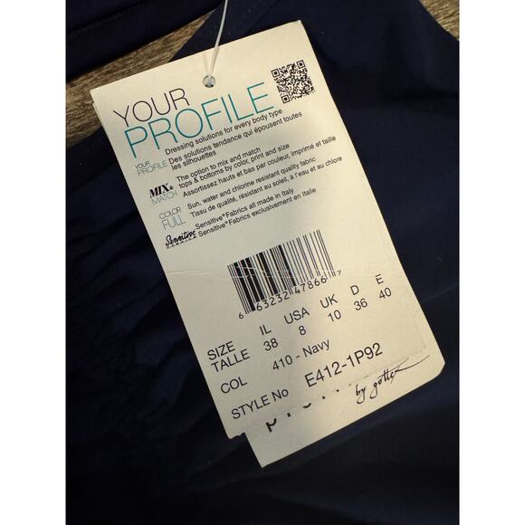 Gottex Blue Mosaic Tankini Swimdress Skirt Set Sz 8 | Retro Chic Modest Swimsuit - Picture 6 of 8